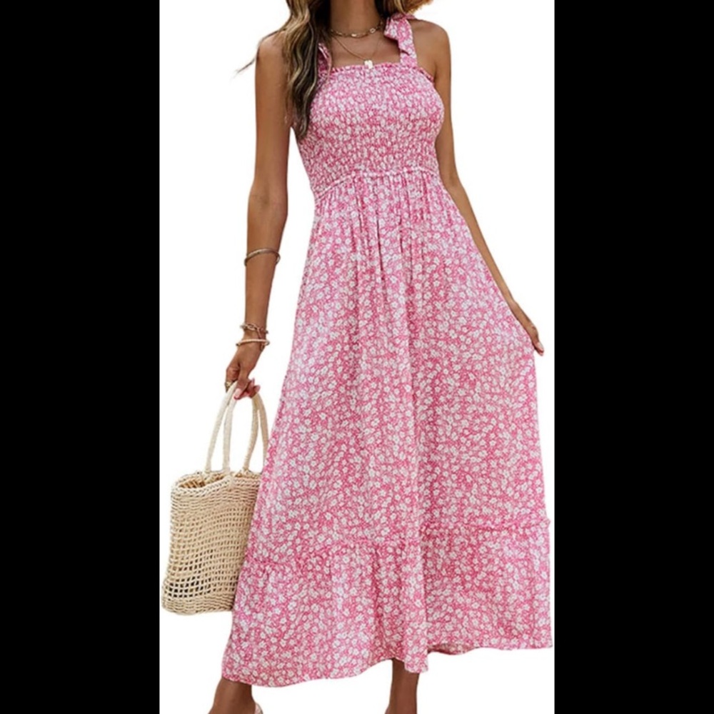 Pink floral summer dress
